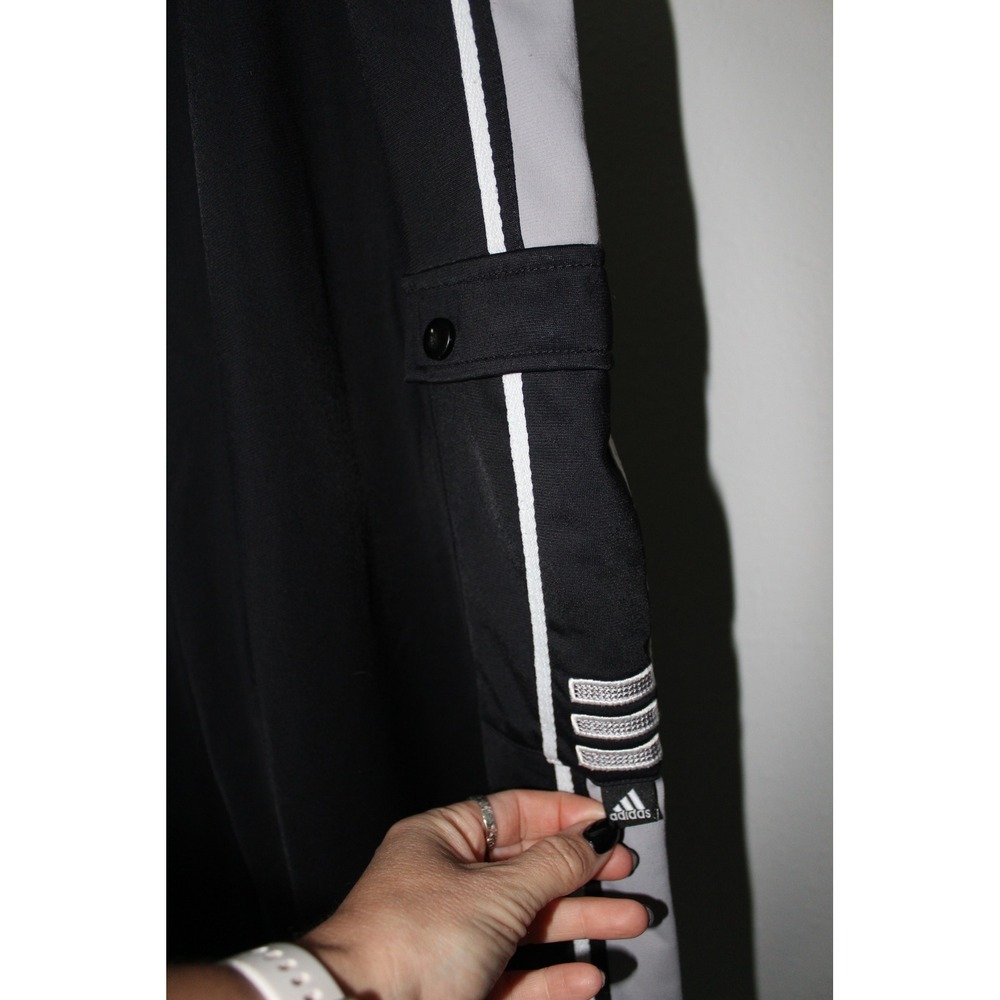 VTG Adidas Cargo Track Pants Black Grey Striped Y2K Men's Large - Picture 2 of 9
